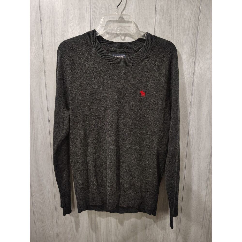 Abercrombie & Fitch Sweater Mens Gray Long Sleeve Shirt Preppy Size S Y2K Money